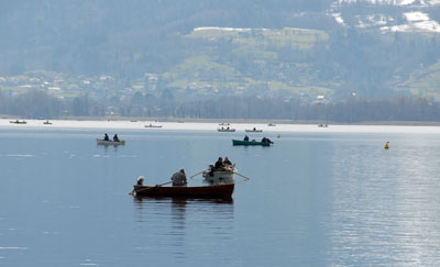 pêche en bateau au lac d'Annecy