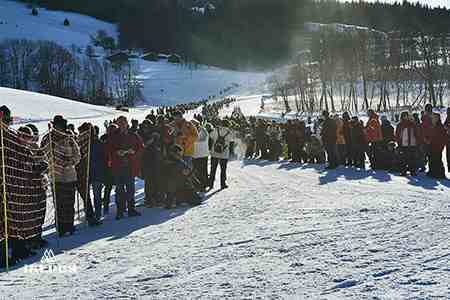 Public pour course chien de traineau, Haute-Savoie
